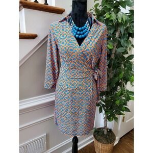 Boutique Aryeh Women's Multicolor Nylon Collared Long Sleeve Knee Length Dress S